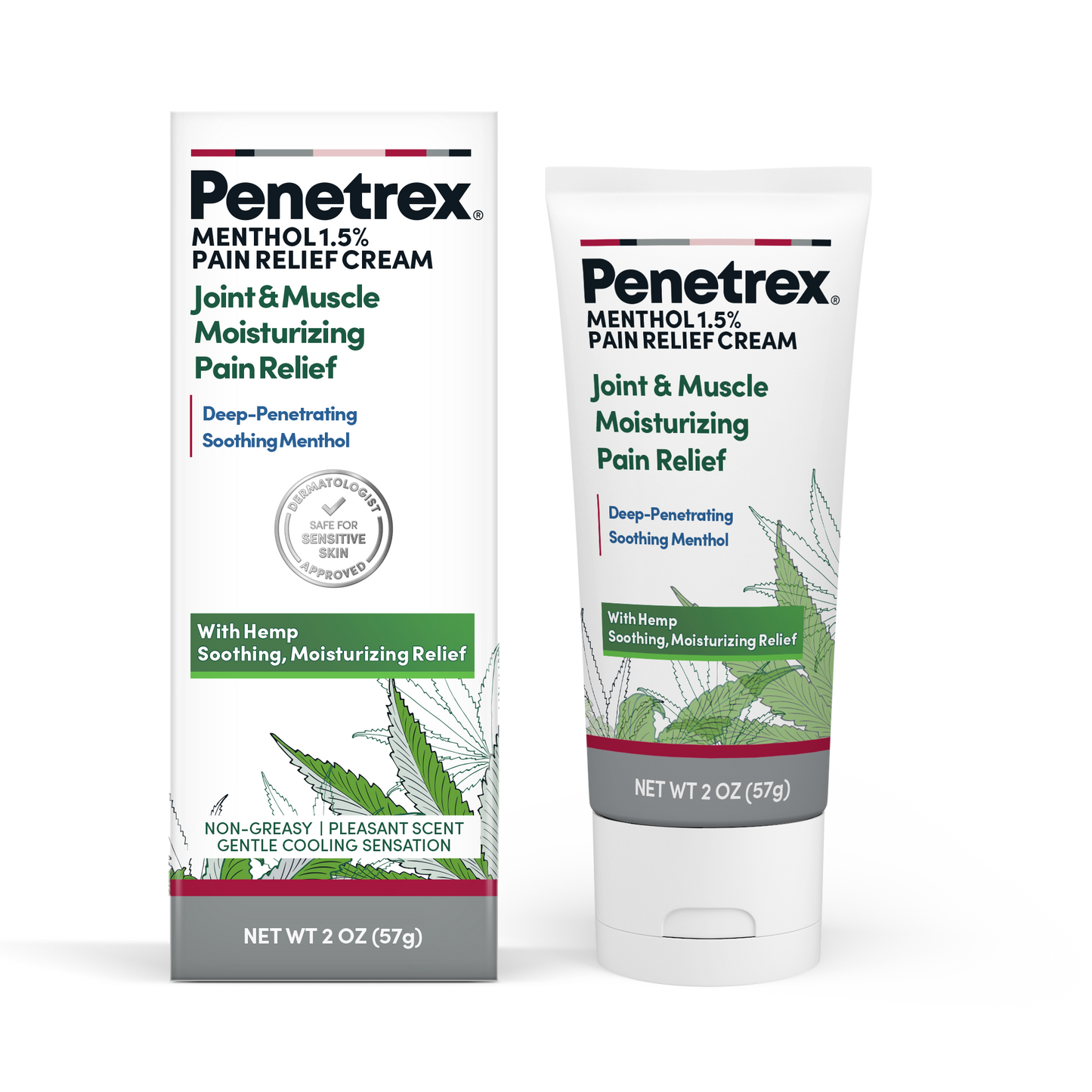 Penetrex Joint & Muscle Moisturizing Pain Relief Cream with Hemp & Menthol, 2 Oz.