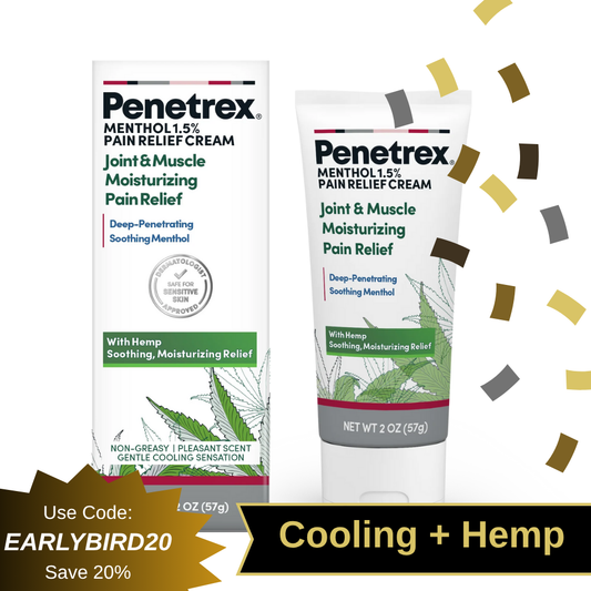 Penetrex Joint & Muscle Moisturizing Pain Relief Cream with Hemp & Menthol, 2 Oz.