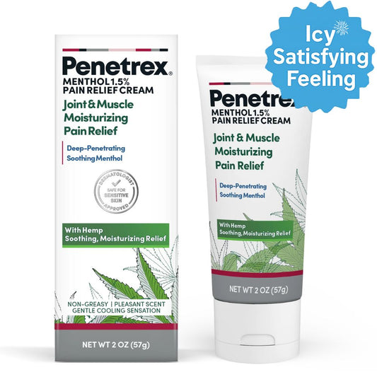 Penetrex Joint & Muscle Moisturizing Pain Relief Cream with Hemp & Menthol, 2 Oz.