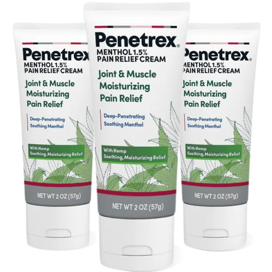 Penetrex Joint & Muscle Moisturizing Pain Relief Cream with Hemp & Menthol, 2 Oz. (Pack of 3)