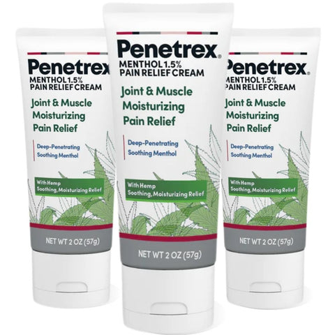 Penetrex Joint & Muscle Moisturizing Pain Relief Cream with Hemp & Menthol, 2 Oz. (Pack of 3)