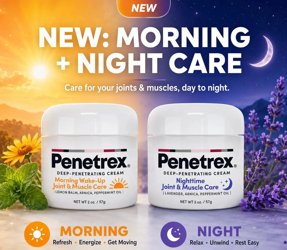 Penetrex Morning + Night Joint & Muscle Care Bundle, 2 oz