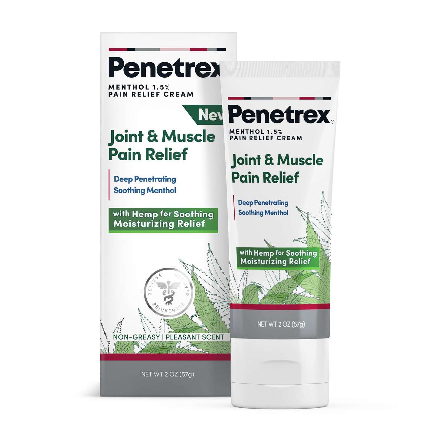 NEW Penetrex Soothing Joint & Muscle Pain Relief Cream with Hemp & Menthol, 2 Oz.