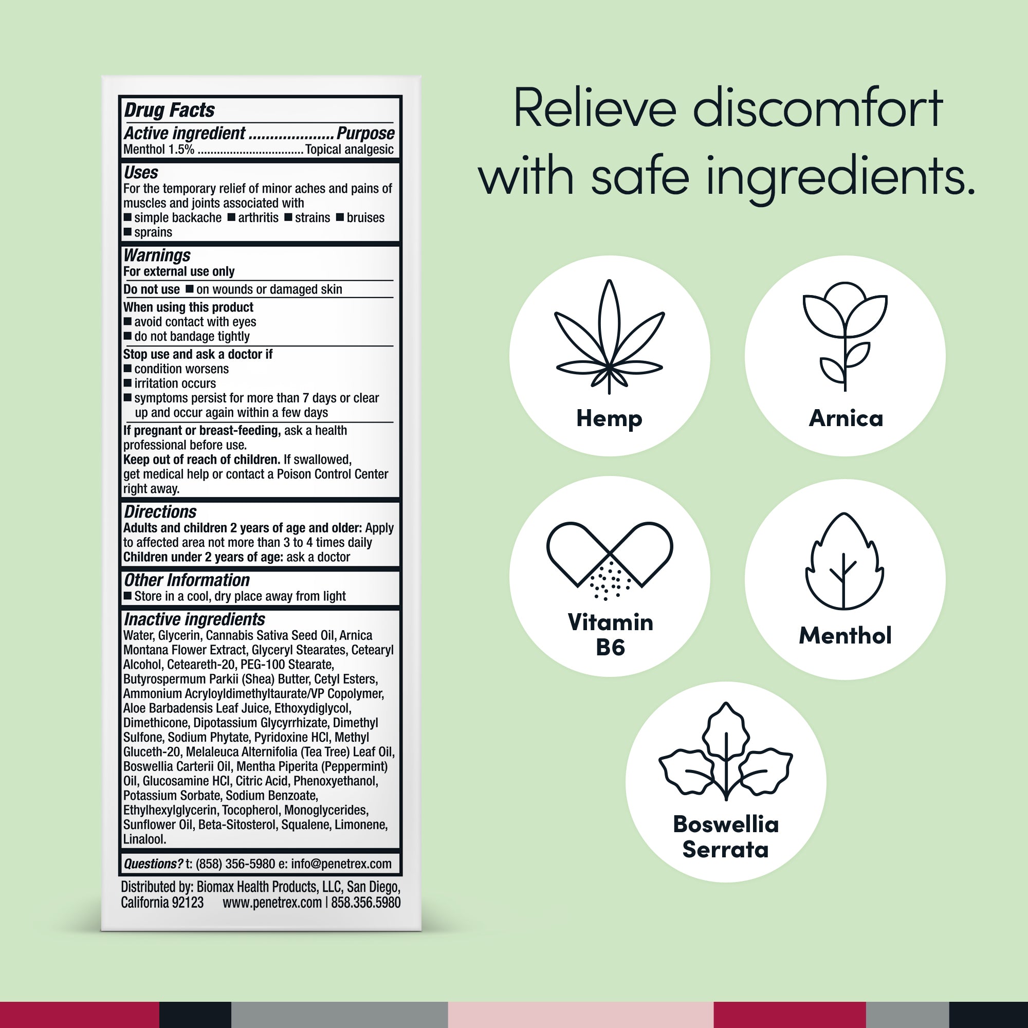 NEW Soothing Joint & Muscle Pain Relief Cream with Hemp & Men