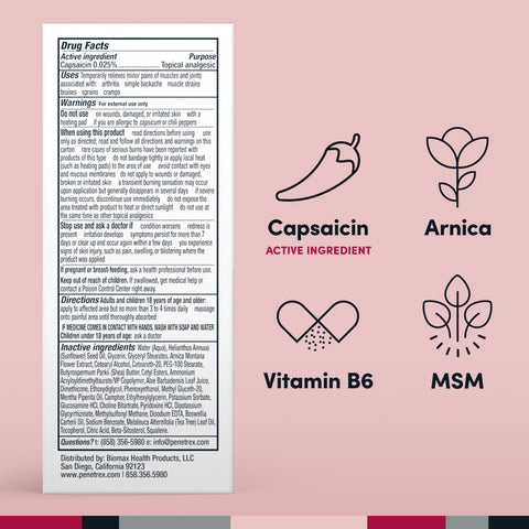 NEW! Penetrex Warming Pain Relief Cream, 2 Oz.